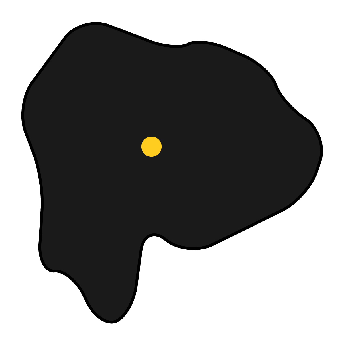 山梨県の無料フリーイラスト|簡易・県庁あり・曲線(黒)