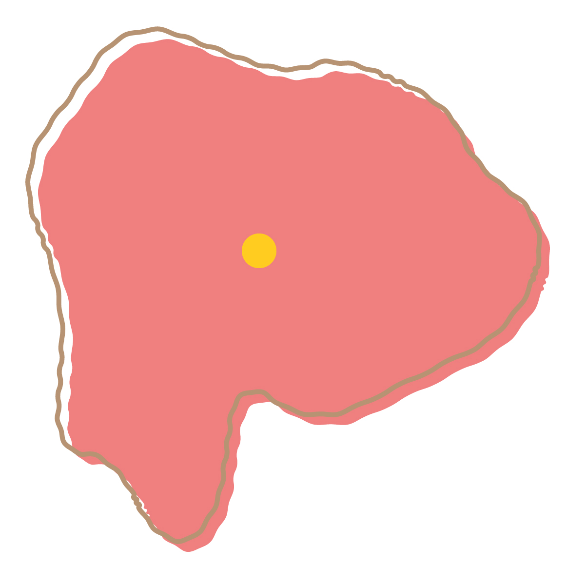 山梨県の無料フリーイラスト｜簡易・県庁あり・イラスト風(赤)