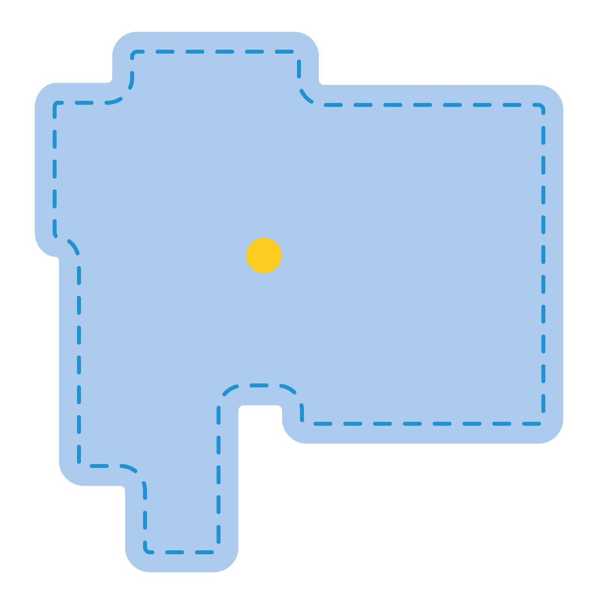 山梨県の無料フリーイラスト|簡易・県庁あり・角丸ステッチ(青)