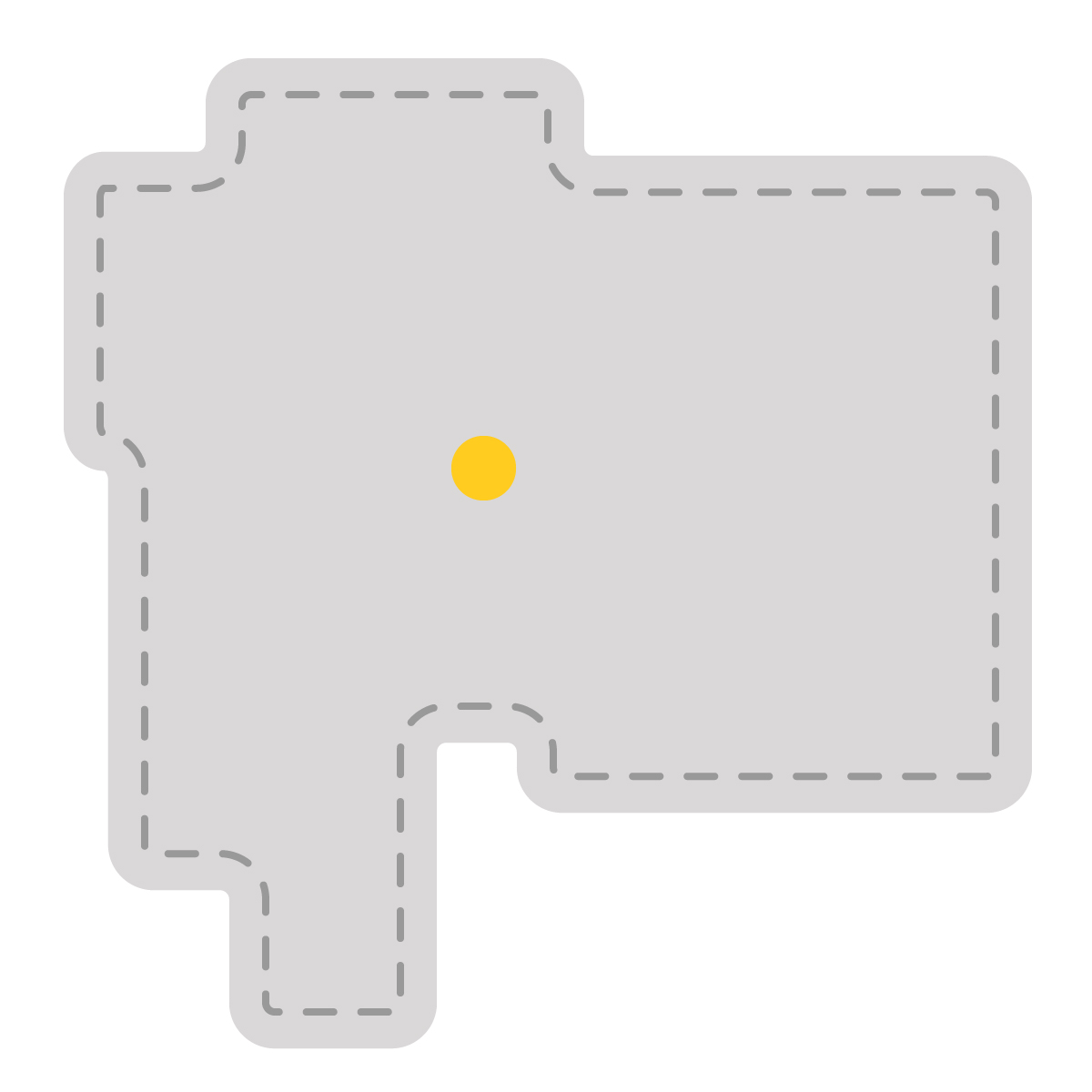 山梨県の無料フリーイラスト｜簡易・県庁あり・角丸ステッチ(グレー)