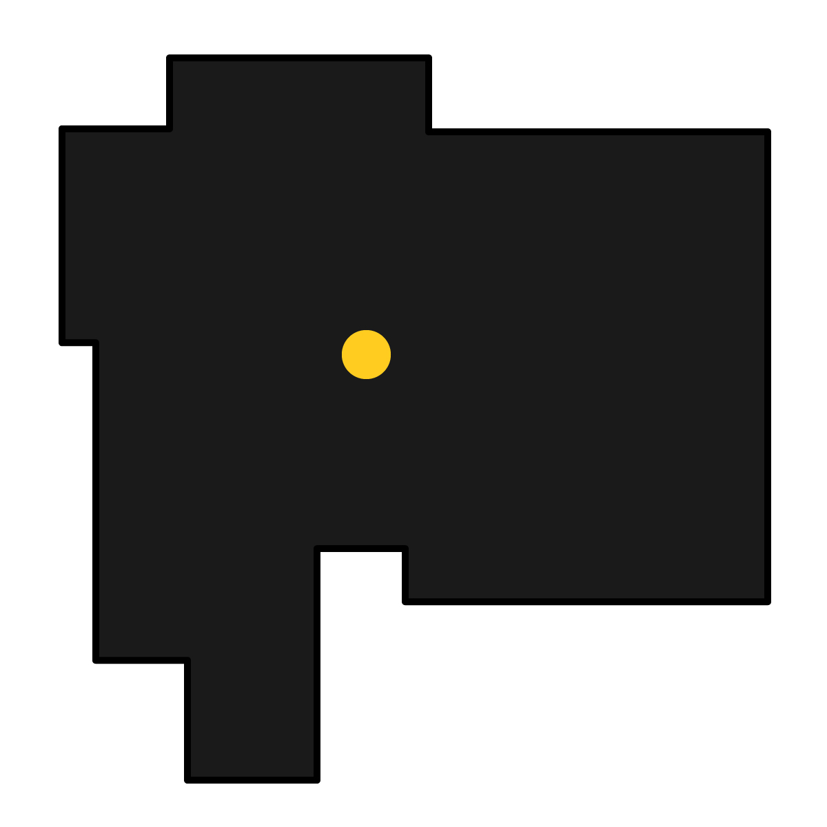 山梨県の無料フリーイラスト|簡易・県庁あり・四角(黒)