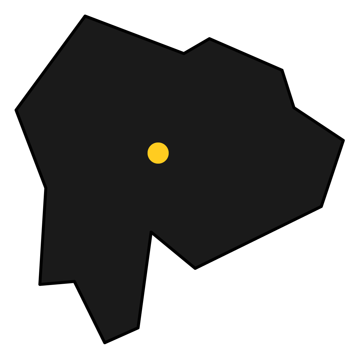 山梨県の無料フリーイラスト｜簡易・県庁あり・三角(黒)