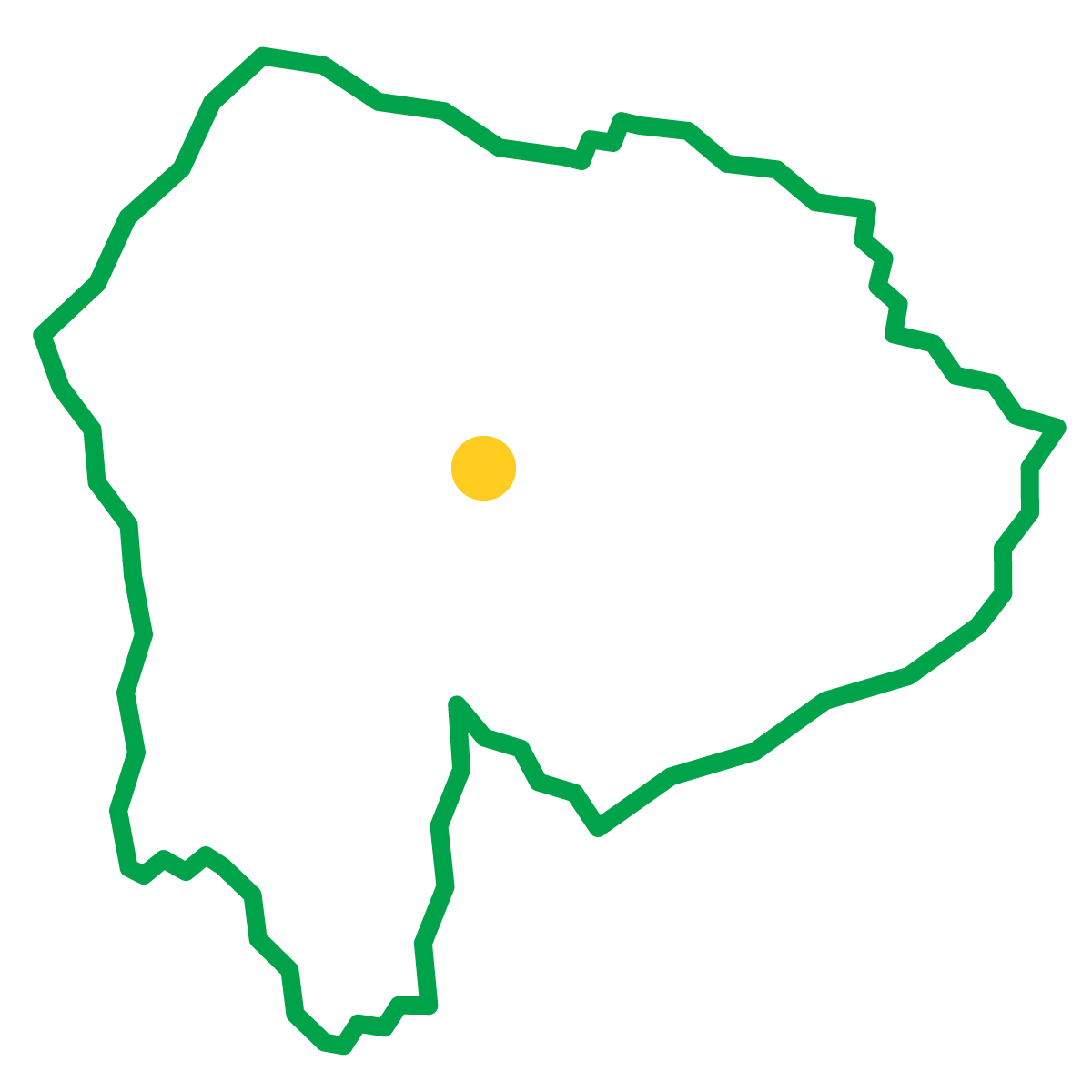 山梨県の無料フリーイラスト｜簡易・県庁あり・ジグザグ(緑)