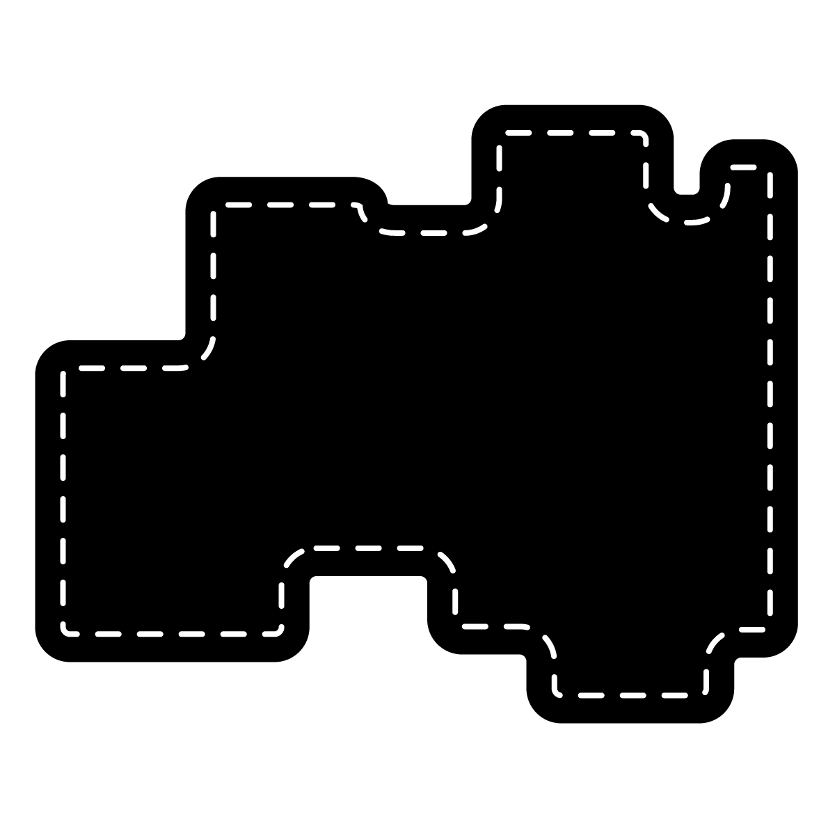 福島県の無料フリーイラスト｜簡易・角丸ステッチ(黒)