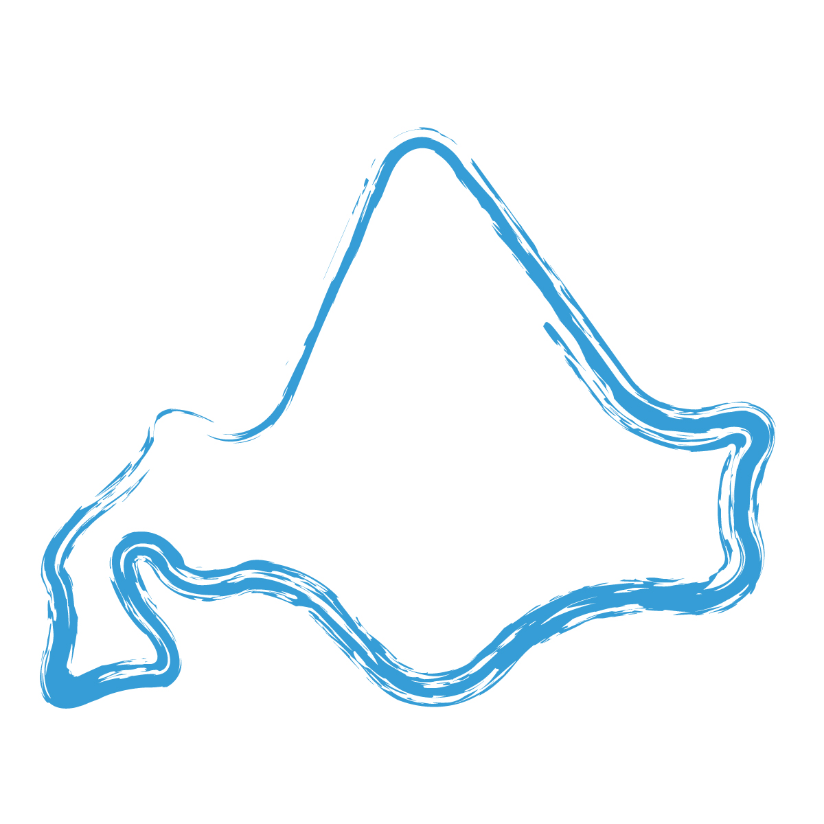 北海道の無料フリーイラスト｜簡易・毛筆(青)