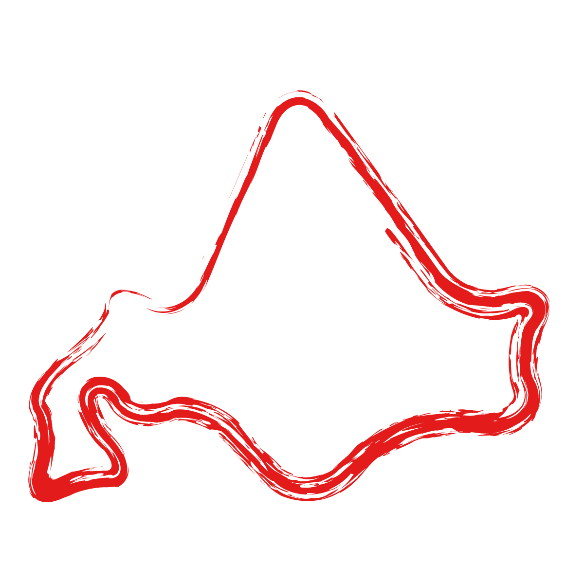 北海道の無料フリーイラスト｜簡易・毛筆(赤)