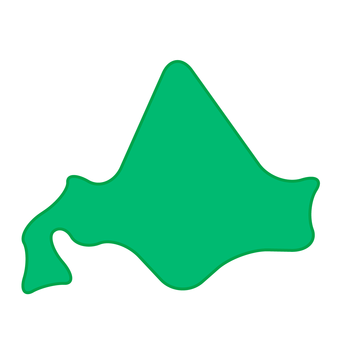 北海道の無料フリーイラスト｜簡易・曲線(緑)