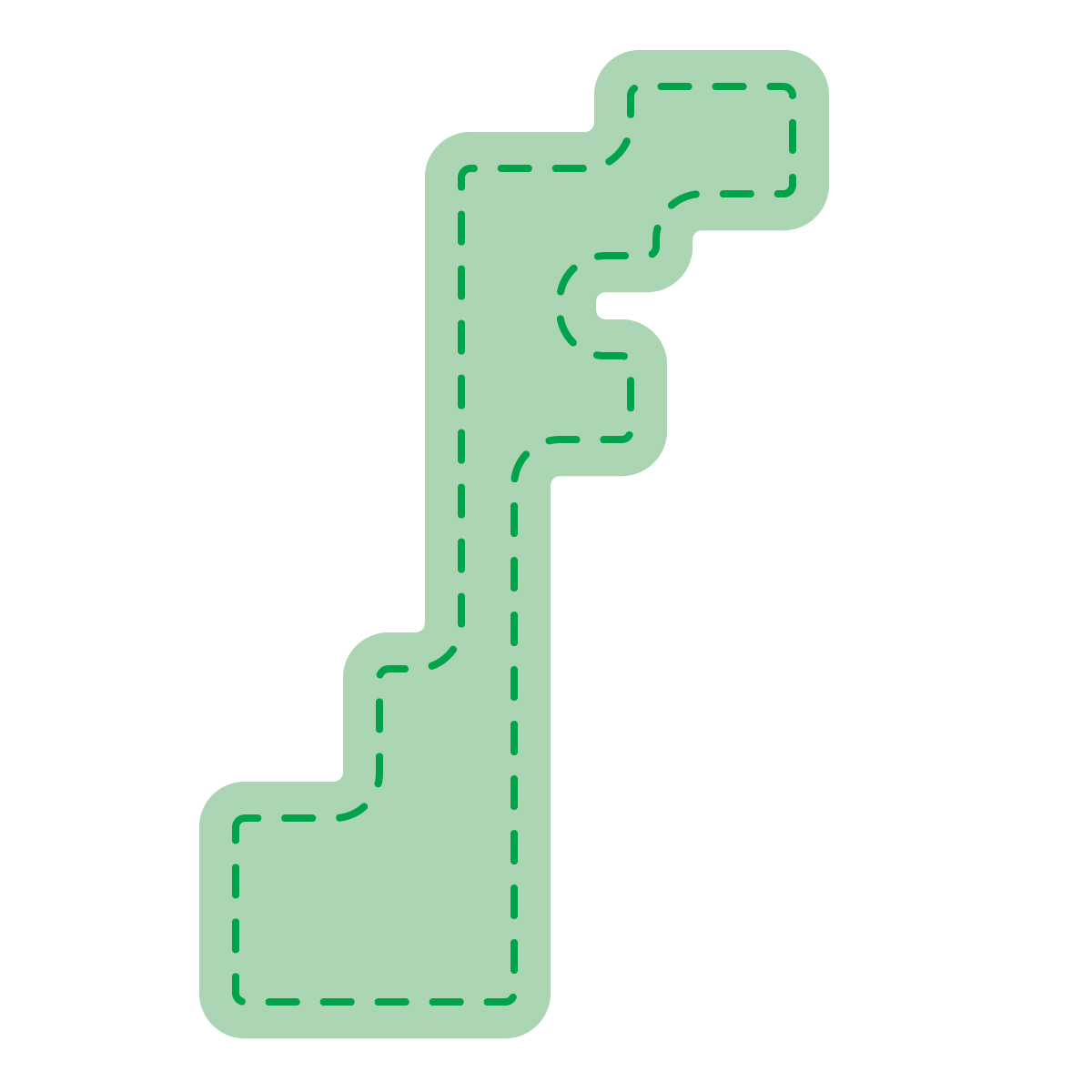 石川県の無料フリーイラスト｜簡易・角丸ステッチ(緑)