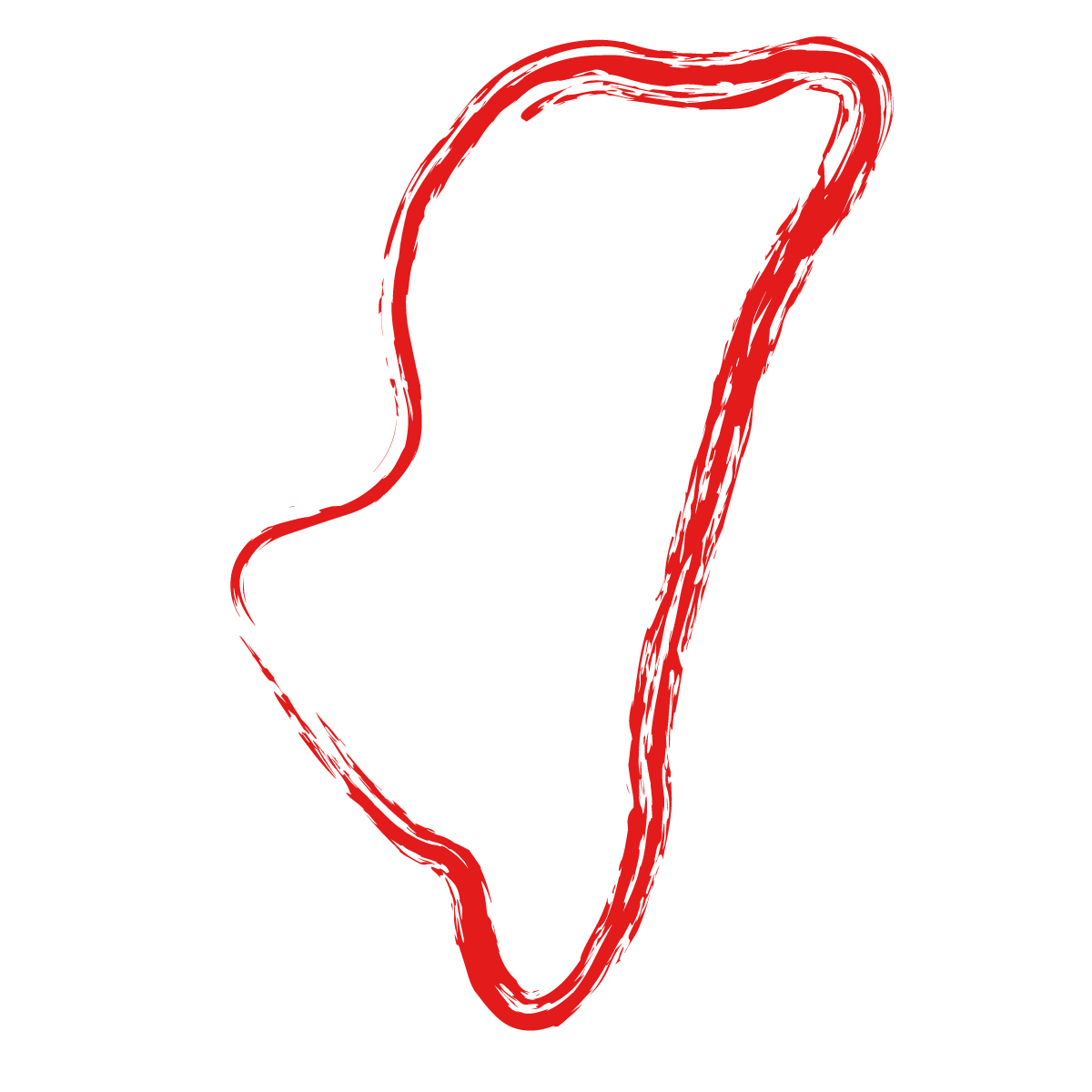 宮崎県の無料フリーイラスト｜簡易・毛筆(赤)