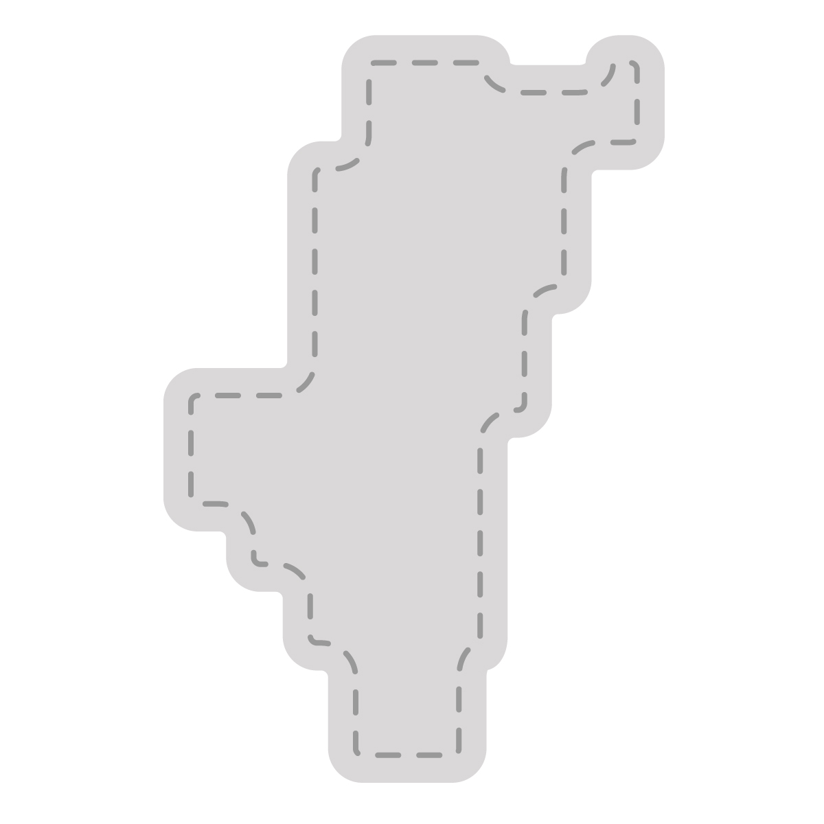 宮崎県の無料フリーイラスト｜簡易・角丸ステッチ(グレー)