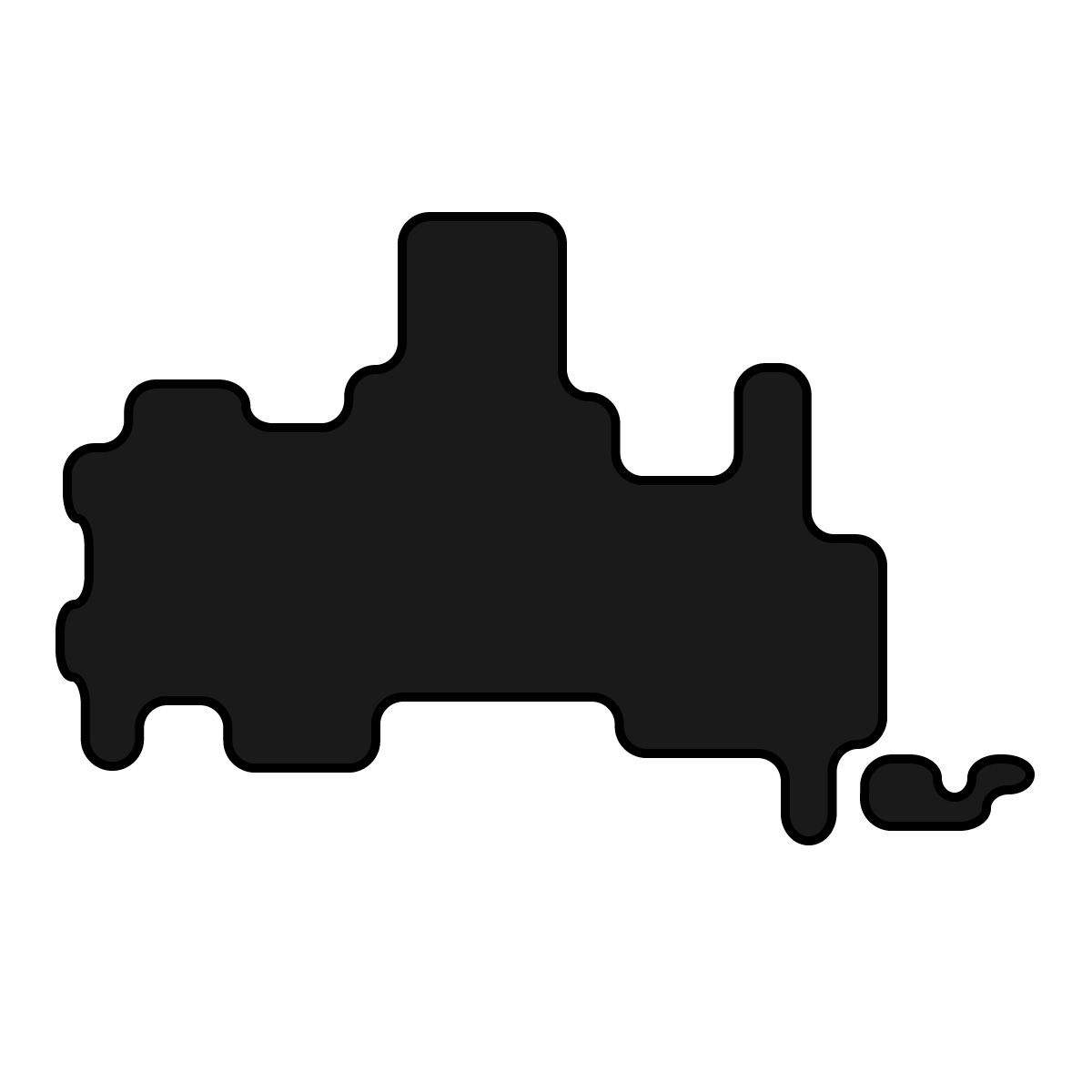 山口県の無料フリーイラスト｜簡易・角丸(黒)