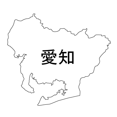 愛知県の無料フリーイラスト|日本語・都道府県名あり(白)