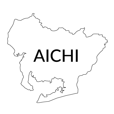 愛知県の無料フリーイラスト｜英語・都道府県名あり(白)