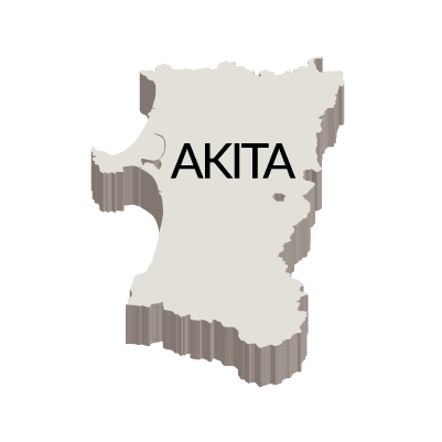 秋田県の無料フリーイラスト｜英語・都道府県名あり・立体(白)