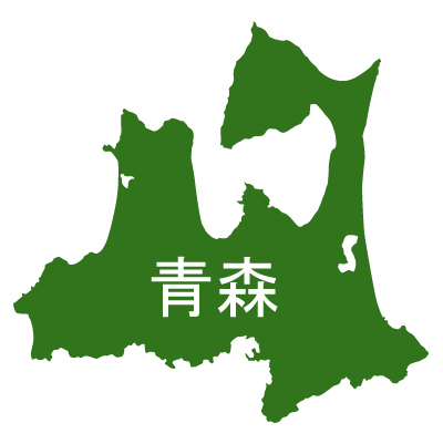 青森県の無料フリーイラスト|日本語・都道府県名あり(緑)