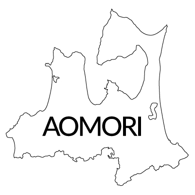 青森県の無料フリーイラスト｜英語・都道府県名あり(白)