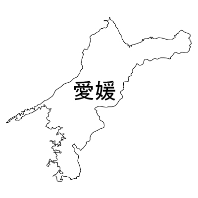 愛媛県の無料フリーイラスト｜日本語・都道府県名あり(白)