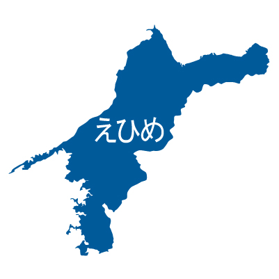 愛媛県の無料フリーイラスト|日本語・ひらがな・都道府県名あり(青)