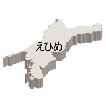 愛媛県の無料フリーイラスト|日本語・ひらがな・都道府県名あり・立体(白)