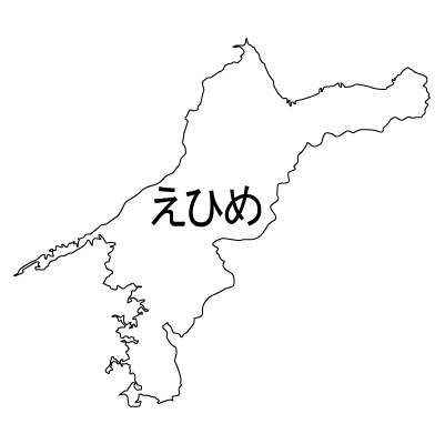愛媛県の無料フリーイラスト|日本語・ひらがな・都道府県名あり(白)
