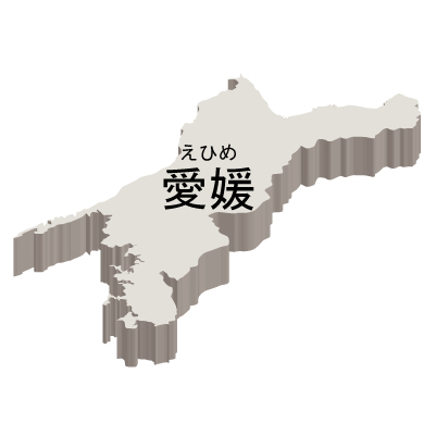 愛媛県の無料フリーイラスト|日本語・都道府県名あり・ルビあり・立体(白)