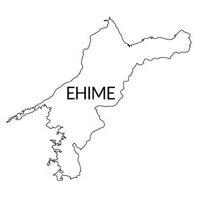 愛媛県の無料フリーイラスト｜英語・都道府県名あり(白)