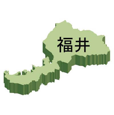 福井県の無料フリーイラスト｜日本語・都道府県名あり・立体(緑)