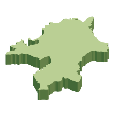 福岡県の無料フリーイラスト｜文字なし・立体(緑)