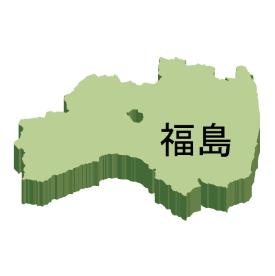 福島県の無料フリーイラスト｜日本語・都道府県名あり・立体(緑)