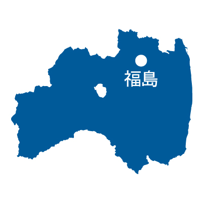 福島県の無料フリーイラスト｜日本語・県庁所在地あり(青)