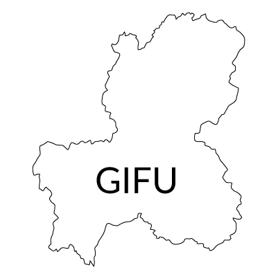 岐阜県の無料フリーイラスト｜英語・都道府県名あり(白)