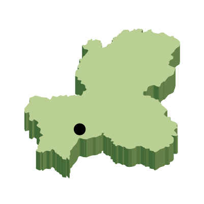 岐阜県の無料フリーイラスト|文字なし・県庁所在地あり・立体(緑)