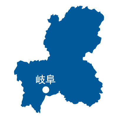 岐阜県の無料フリーイラスト｜日本語・県庁所在地あり(青)