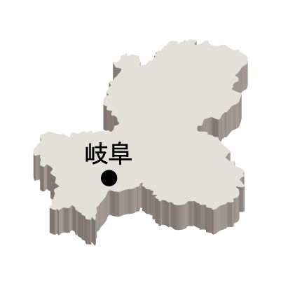 岐阜県の無料フリーイラスト｜日本語・県庁所在地あり・立体(白)