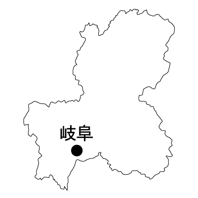 岐阜県の無料フリーイラスト｜日本語・県庁所在地あり(白)