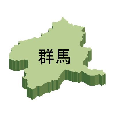 群馬県の無料フリーイラスト｜日本語・都道府県名あり・立体(緑)