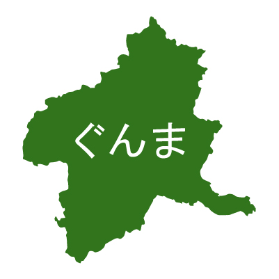 群馬県の無料フリーイラスト｜日本語・ひらがな・都道府県名あり(緑)