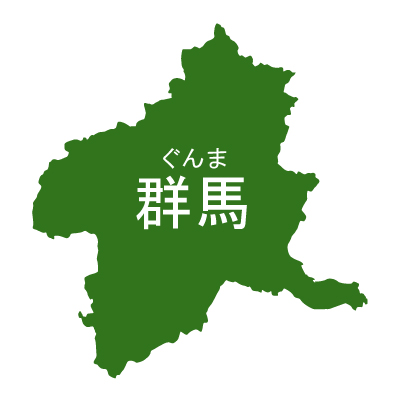 群馬県の無料フリーイラスト|日本語・都道府県名あり・ルビあり(緑)
