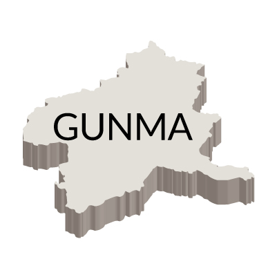 群馬県の無料フリーイラスト|英語・都道府県名あり・立体(白)