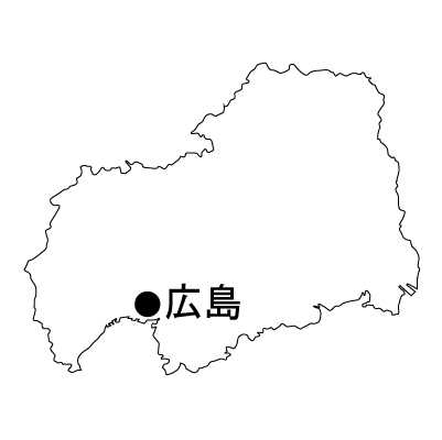 広島県の無料フリーイラスト｜日本語・県庁所在地あり(白)