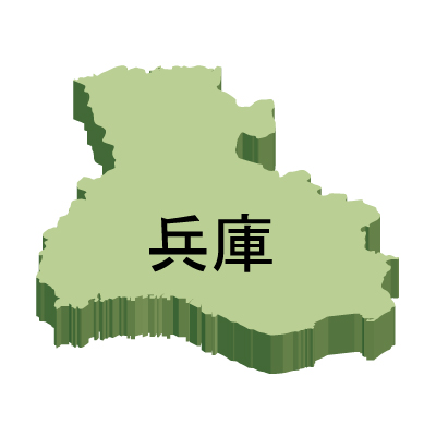 兵庫県の無料フリーイラスト|日本語・都道府県名あり・立体(緑)