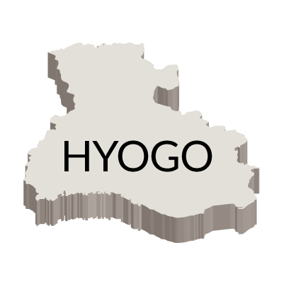 兵庫県の無料フリーイラスト|英語・都道府県名あり・立体(白)
