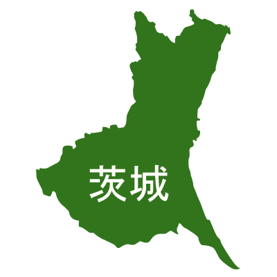 茨城県の無料フリーイラスト｜日本語・都道府県名あり(緑)