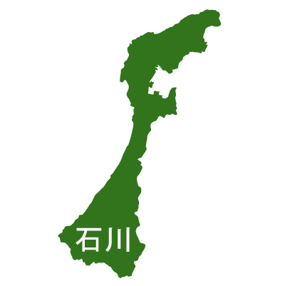 石川県の無料フリーイラスト｜日本語・都道府県名あり(緑)