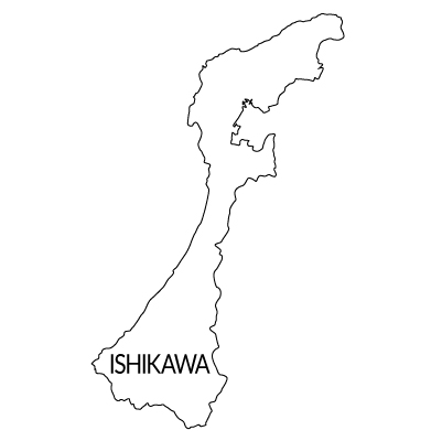 石川県の無料フリーイラスト｜英語・都道府県名あり(白)