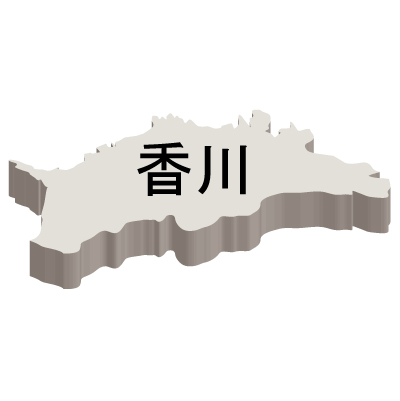 香川県の無料フリーイラスト|日本語・都道府県名あり・立体(白)