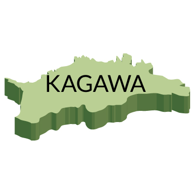 香川県の無料フリーイラスト|英語・都道府県名あり・立体(緑)