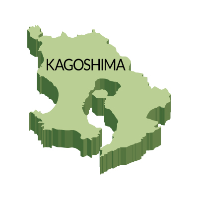 鹿児島県の無料フリーイラスト｜英語・都道府県名あり・立体(緑)