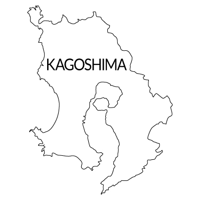 鹿児島県の無料フリーイラスト｜英語・都道府県名あり(白)