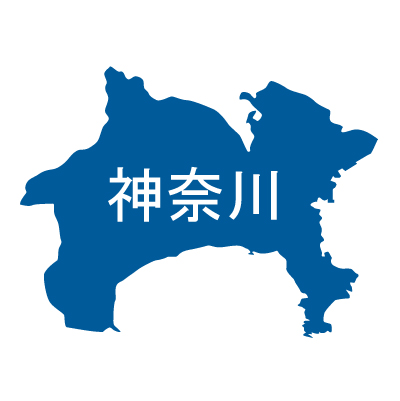 神奈川県の無料フリーイラスト｜日本語・都道府県名あり(青)